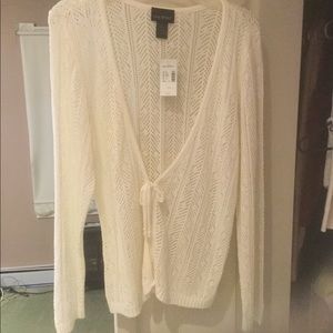 Lane Bryant front tie Pointelle Sweater Cardigan